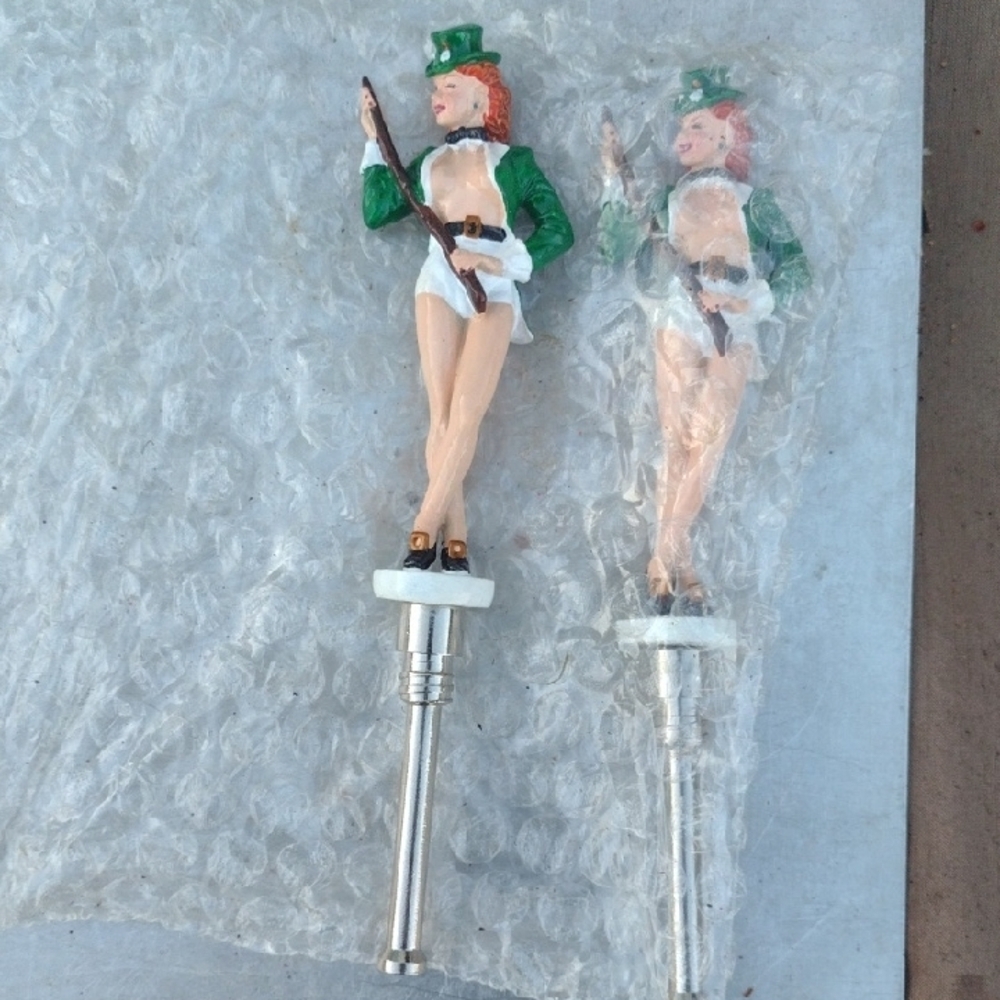 Hand Painted Metal Lady Bottle Stopper Pair NWOT